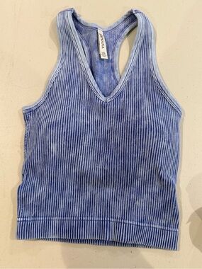 Zenana Blue Ribbed Racerback Tank